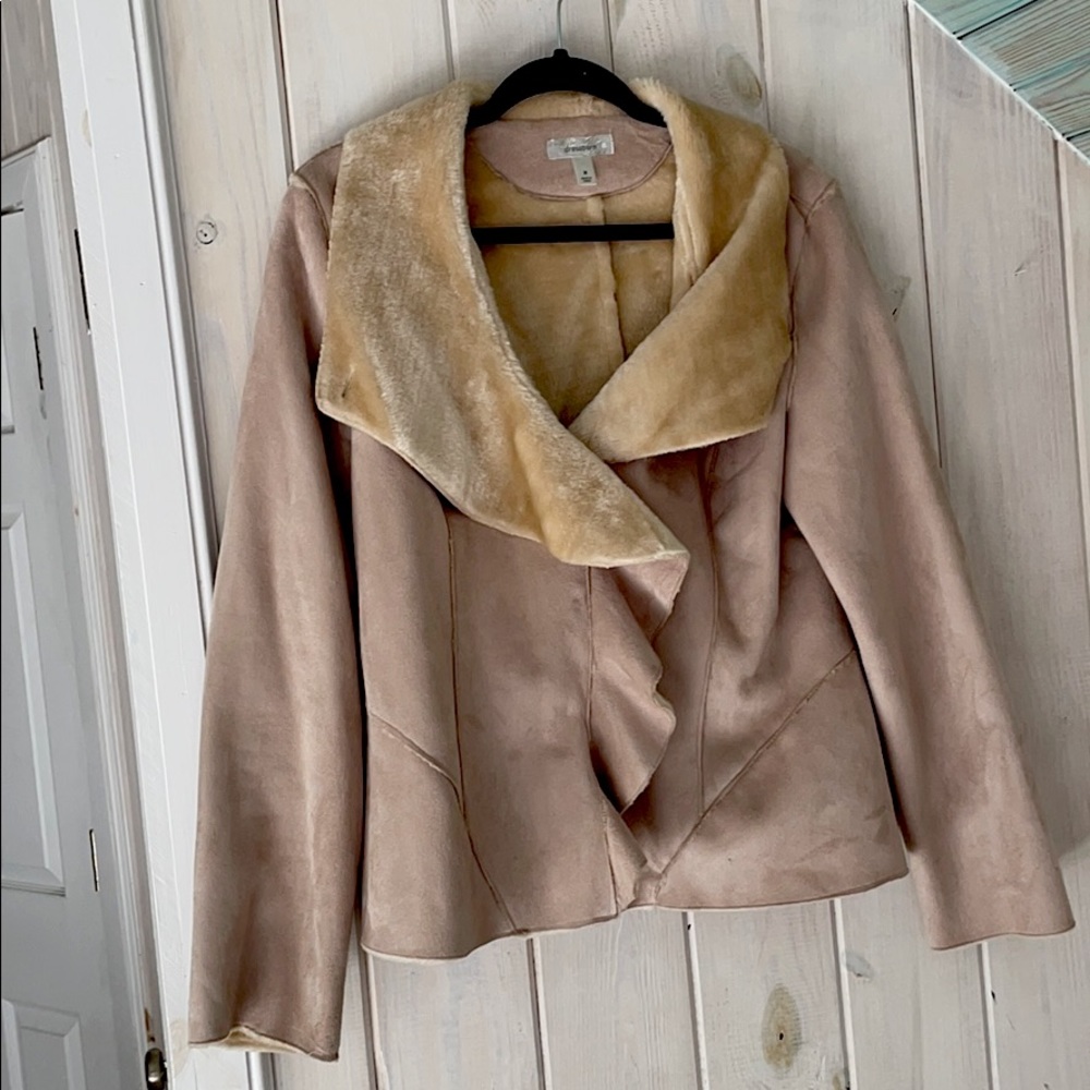Faux suede, fur-lined jacket